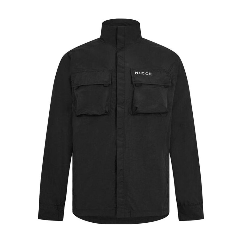 Nicce Mens Relaxed Fit Long-Sleeved Overshirt / Black